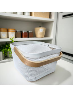 STOR - Ecru White Mesh Space Saver Storage Basket