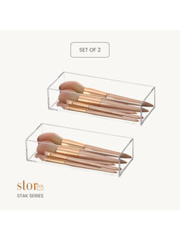 STOR - Clear Acrylic Stackable Make Up Organisers (Pack of 2)