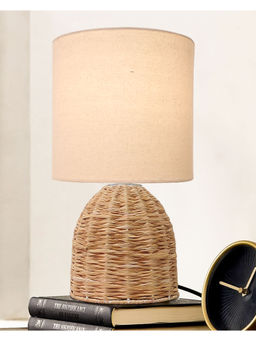 Homesake - Oval Raffia Table Lamp with Fabric shade