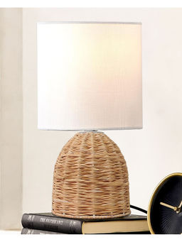 Homesake - Oval Raffia Table Lamp with Fabric shade