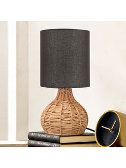 Homesake - Spinning Raffia Table Lamp with Fabric shade