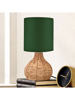 Homesake - Spinning Raffia Table Lamp with Fabric shade
