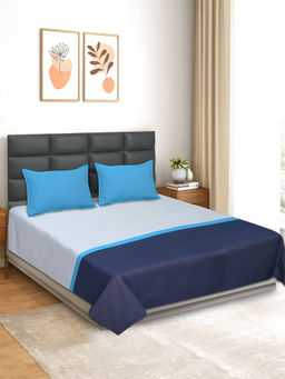Saral Home - Awning Handmade Bedsheet with 2 Pillow Covers Blue (King)