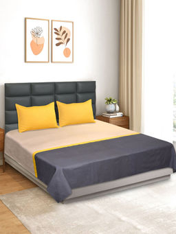 Saral Home - Awning Handmade Bedsheet with 2 Pillow Covers Dk.Grey (King)