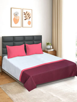 Saral Home - Awning Handmade Bedsheet with 2 Pillow Covers Maroon (King)