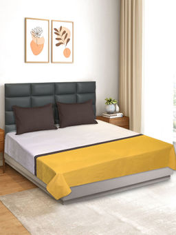 Saral Home - Awning Handmade Bedsheet with 2 Pillow Covers Yellow (King)