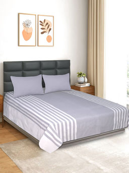 Saral Home - Balanced Handmade Bedsheet with 2 Pillow Covers Grey (King)