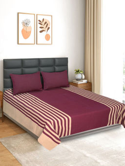 Saral Home - Balanced Handmade Bedsheet with 2 Pillow Covers Maroon (King)
