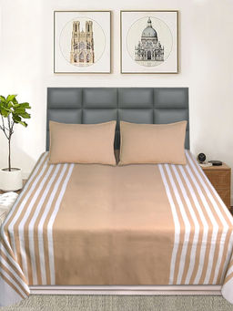 Saral Home - Balanced Handmade Bedsheet with 2 Pillow Covers Beige (Queen)