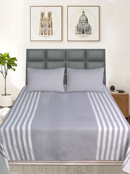Saral Home - Balanced Handmade Bedsheet with 2 Pillow Covers Grey (Queen)