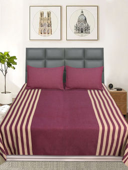 Saral Home - Balanced Handmade Bedsheet with 2 Pillow Covers Maroon (Queen)