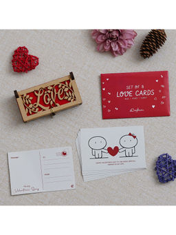 eCraftIndia - Valentine Combo of Set of 8 Love Cards Love Wooden Gift Box Multi-Color