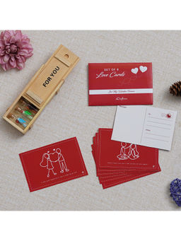 eCraftIndia - Valentine Combo of Set of 8 Love Post Cards Gift Cards Bottle Multi-Color