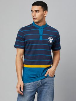 Club York - Men Striped Blue T-shirt