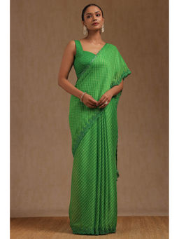 Soch - Women's Light Green Georgette Leheriya Print Saree with Unstitched Blouse