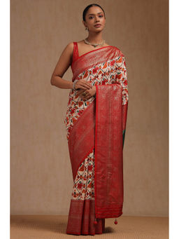 Soch - Women's Multicolour Dola Silk Patola Print Saree with Unstitched Blouse