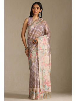 Soch - Women's Lavender Chanderi Zari Woven Saree with Unstitched Blouse