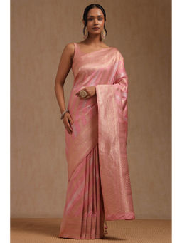 Soch - Women's Pink Dola Silk Zari Woven Saree with Unstitched Blouse
