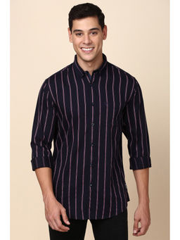 Allen Solly - Men Black Regular Fit Stripes Full Sleeves Casual Shirt