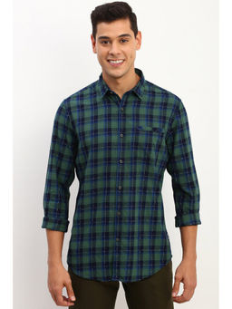Allen Solly - Men Green Regular Fit Checks Full Sleeves Casual Shirt