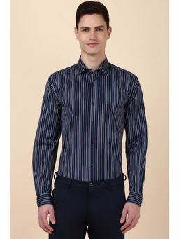 Allen Solly - Men Navy Blue Slim Fit Stripes Full Sleeves Formal Shirt