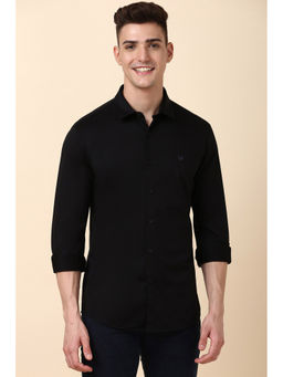 Allen Solly - Men Black Slim Fit Solid Full Sleeves Casual Shirt