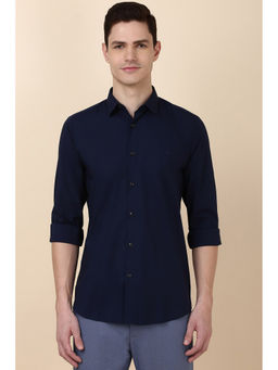 Allen Solly - Men Navy Blue Slim Fit Solid Full Sleeves Casual Shirt