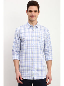 Allen Solly - Men White Slim Checks Full Sleeves Casual Shirt