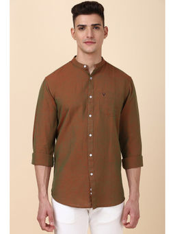 Allen Solly - Men Brown Slim Fit Solid Full Sleeves Casual Shirt
