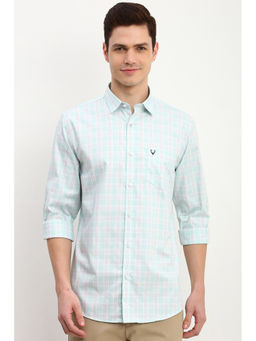 Allen Solly - Men Blue Slim Fit Checks Full Sleeves Casual Shirt