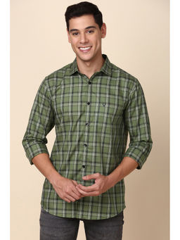 Allen Solly - Men Olive Slim Fit Checks Full Sleeves Casual Shirt