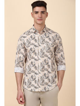 Allen Solly - Men Beige Slim Print Full Sleeves Casual Shirt