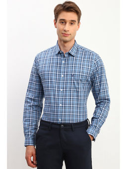 Allen Solly - Men Blue Slim Fit Checks Full Sleeves Casual Shirt