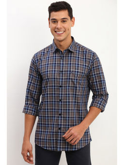 Allen Solly - Men Brown Slim Fit Checks Full Sleeves Casual Shirt