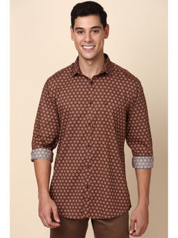 Allen Solly - Men Brown Slim Print Full Sleeves Casual Shirt