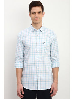 Allen Solly - Men Sea Green Slim Fit Checks Full Sleeves Casual Shirt