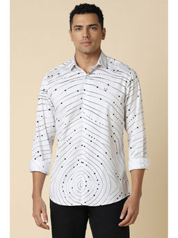 Allen Solly - Men White Slim Fit Print Full Sleeves Casual Shirt