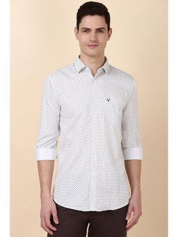 Allen Solly - Men White Slim Fit Print Full Sleeves Casual Shirt