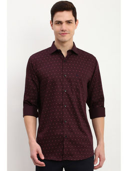 Allen Solly - Men Purple Slim Fit Print Full Sleeves Casual Shirt
