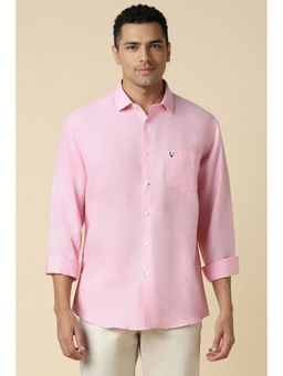 Allen Solly - Men Pink Slim Fit Solid Full Sleeves Casual Shirt