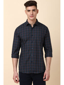 Allen Solly - Men Navy Blue Slim Checks Full Sleeves Casual Shirt
