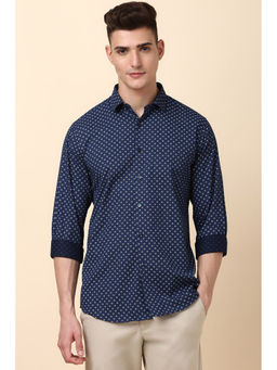 Allen Solly - Men Navy Blue Slim Fit Print Full Sleeves Casual Shirt