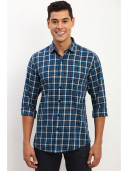 Allen Solly - Men Blue Slim Fit Checks Full Sleeves Casual Shirt