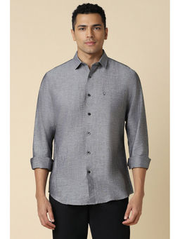 Allen Solly - Men Grey Slim Fit Solid Full Sleeves Casual Shirt