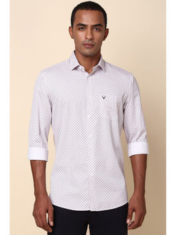 Allen Solly - Men White Slim Fit Print Full Sleeves Casual Shirt