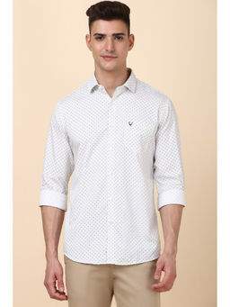 Allen Solly - Men White Slim Print Full Sleeves Casual Shirt
