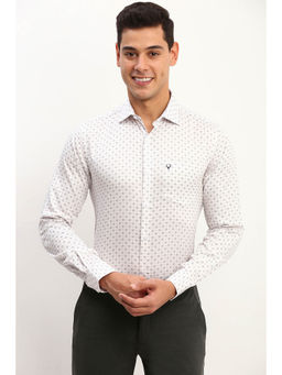 Allen Solly - Men White Slim Fit Print Full Sleeves Formal Shirt