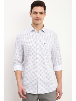 Allen Solly - Men White Slim Fit Print Full Sleeves Casual Shirt
