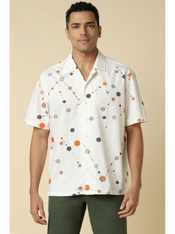 Allen Solly - Men Cream Regular Fit Print Half Sleeves Casual Shirt