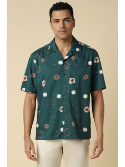 Allen Solly - Men Green Regular Fit Print Half Sleeves Casual Shirt